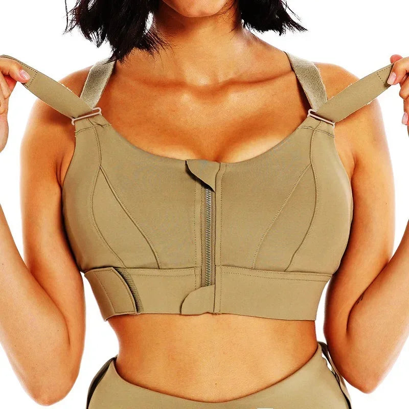 EmpowerFit Zip Bra-Olive
