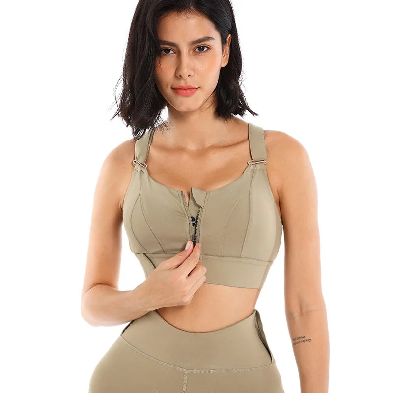 EmpowerFit Zip Bra-Olive